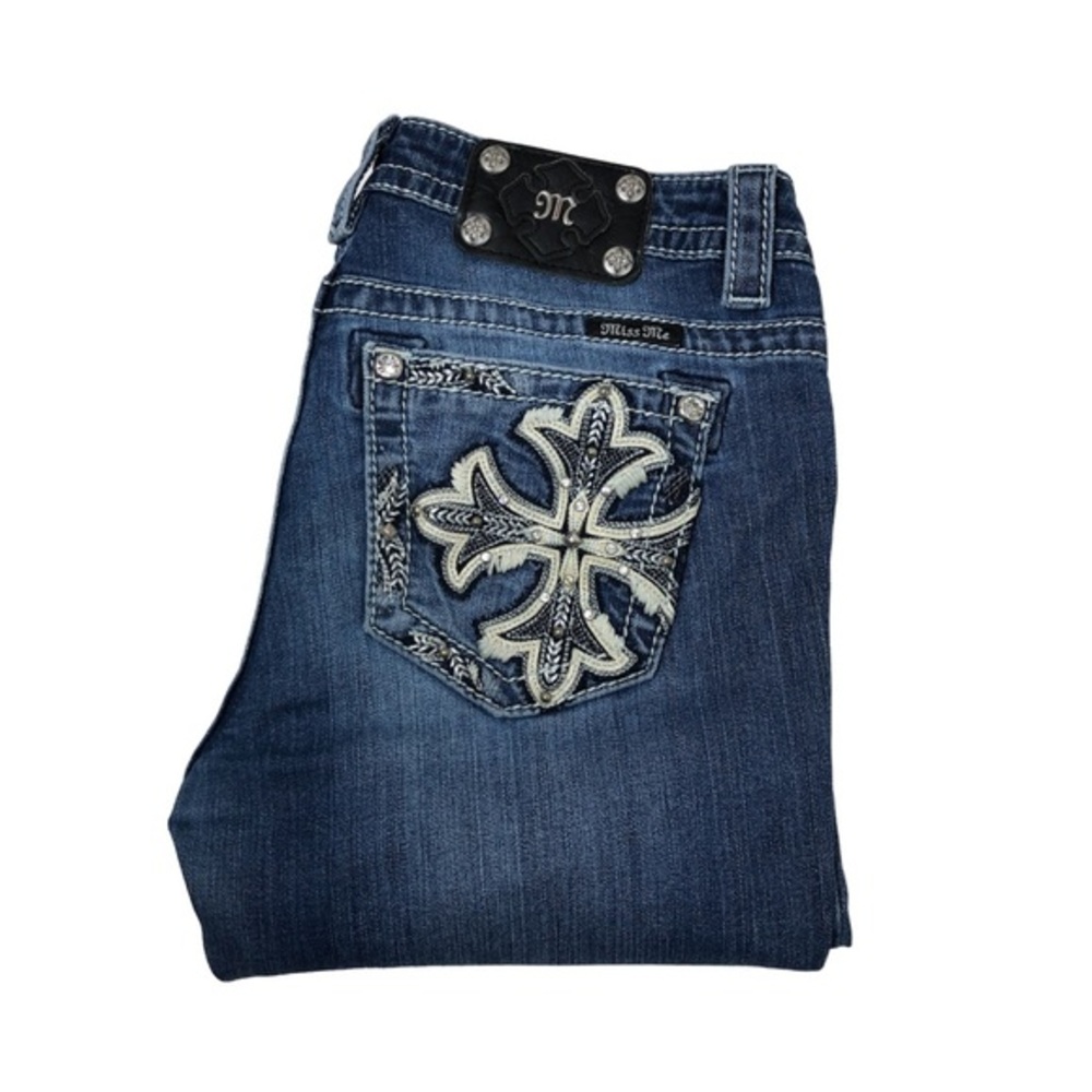 Miss Me Stretchy Distressed Detail Mid Rise Skinny Medium Wash Jeans  29